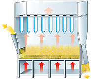 Principle of fluid bed drying in the continuous Glatt fluid bed: 